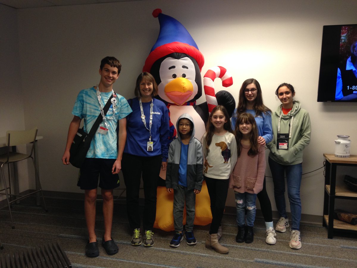 RuthWillenborg's tweet photo. CoderDojo RTP quote of the year - big kid is lining us up for the picture, little boy says "this is weird, I'm the only boy".  80% girls for one brief moment! (actual session was 40% girls). Happy Holidays!  @CoderDojo @tritechgirlz @coderdojogirls @TechGirlzorg https://t.co/7rsXEmqYbw
