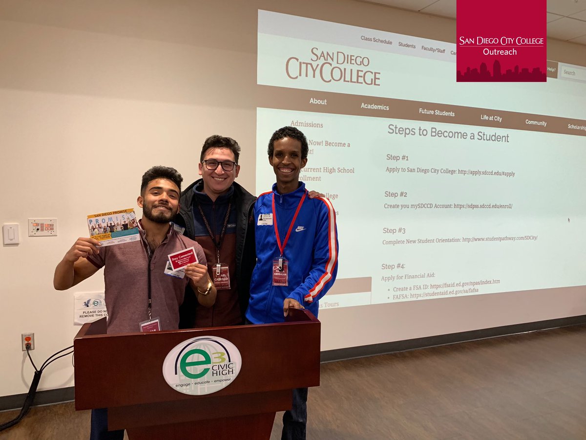 sdcityoutreach's tweet photo. @sandiegocitycollege #OutreachFamily out at @e3civichigh for some #ConcurrentEnrollment ! #CityNow #BeCity #CityFamily #CityWorks https://t.co/6vRT7ZwCbO