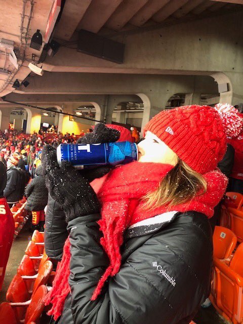 DJsDugout's tweet photo. Sunday NFL Ticket contest winners from DJ's Dugout in Bellevue, Kim &amp; Kevin, had a great time at the Chiefs vs Broncos game this last weekend! Looks like they weathered the elements &amp; saw a big Chiefs win! Congratulations! 🏈 https://t.co/qYWCL1uEIp