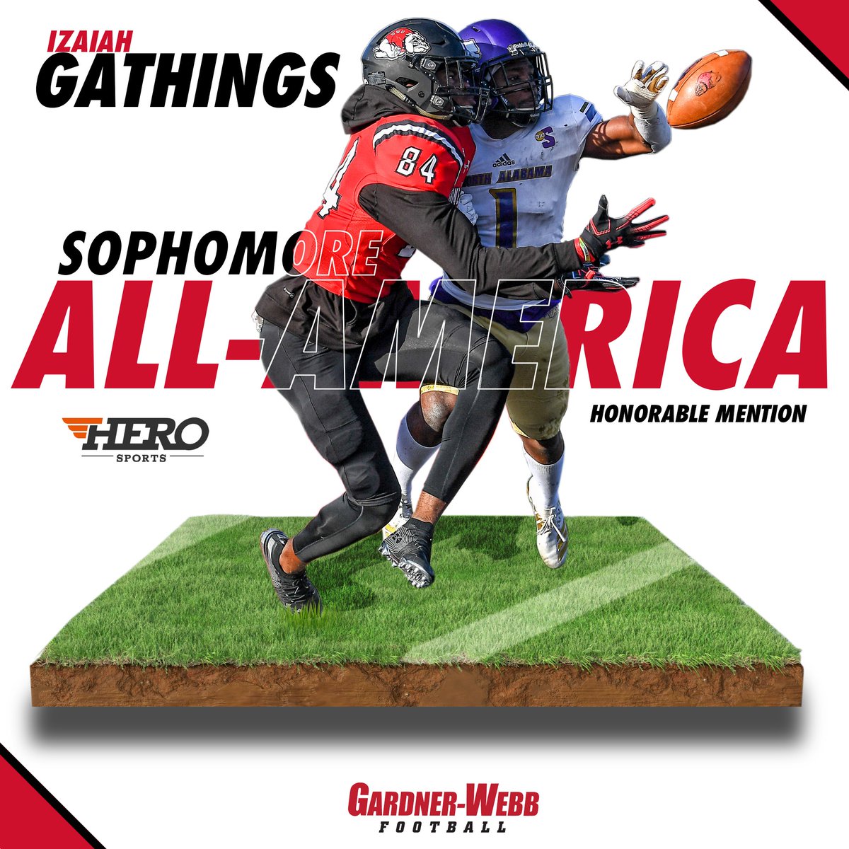 Gardner-Webb Football (@gwufootball) on Twitter photo CONGRATULATIONS to Izaiah Gathings on his @HeroSportsFCS Sophomore All-America choice!!! 71 catches, 1,046 yards and 11 touchdowns. BIG TIME! First 1,000-yard season for a <a href="/GWUFootball/">Gardner-Webb Football</a> receiver since 2013. Many more to come!! CONGRATULATIONS to Izaiah Gathings on his @HeroSportsFCS Sophomore All-America choice!!! 71 catches, 1,046 yards and 11 touchdowns. BIG TIME! First 1,000-yard season for a <a href="/GWUFootball/">Gardner-Webb Football</a> receiver since 2013. Many more to come!!