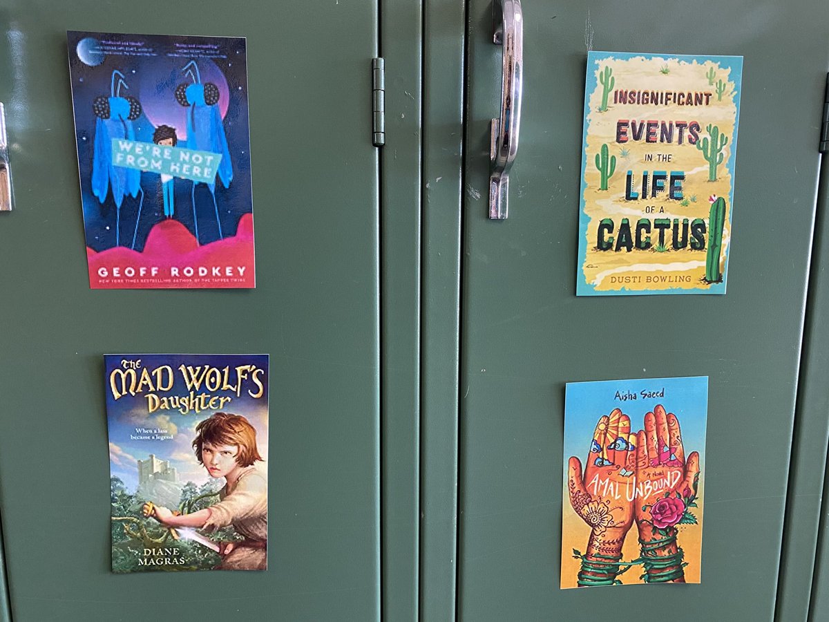 Excited to announce Hemmeter's 2020 March Book Madness titles. Amal Unbound by ⁦⁦<a href="/aishacs/">Aisha Saeed</a>⁩, We're Not From Here by ⁦@GeoffRodkey⁩, The Mad Wolf's Daughter by ⁦@dianemagras⁩ &amp; Insignificant Events in the Life of a Cactus by ⁦@Dusti_Bowling⁩ #MBM2020 3of4