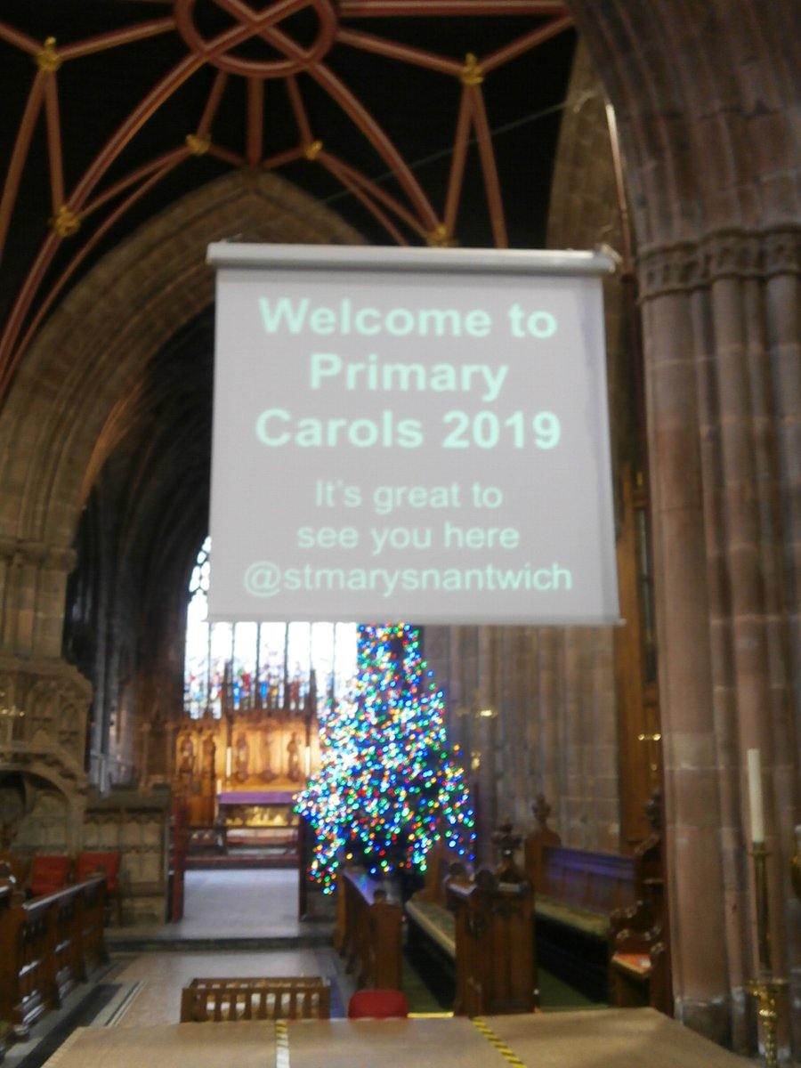 Year 3 and Year 4 ready to add their voices to the singing <a href="/StMarysNantwich/">St Mary's Nantwich</a>  Schools' Carol Service.