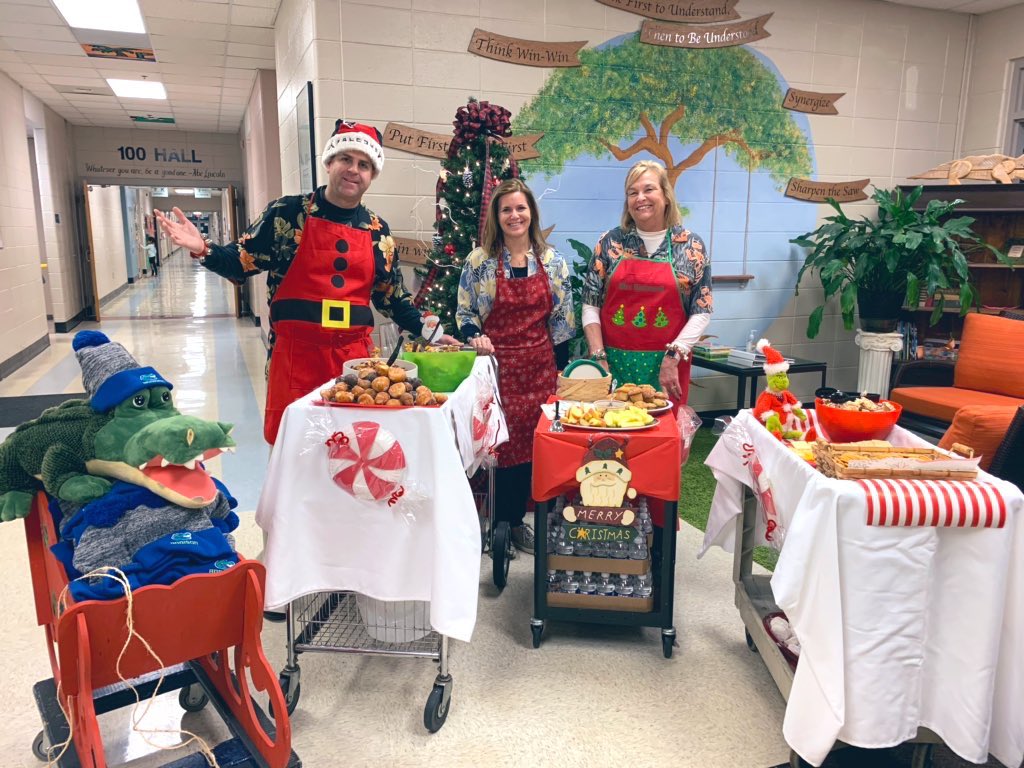 Principalhallmk's tweet photo. Addison Elementary Administrators walk through the halls with the “Cheer Cart” full of goodies for the staff! #addisonleads  #holidayfun @Principalhallmk @AddisonEle1 @CobbSchools #weloveourstaff https://t.co/ENfUVCUE4y