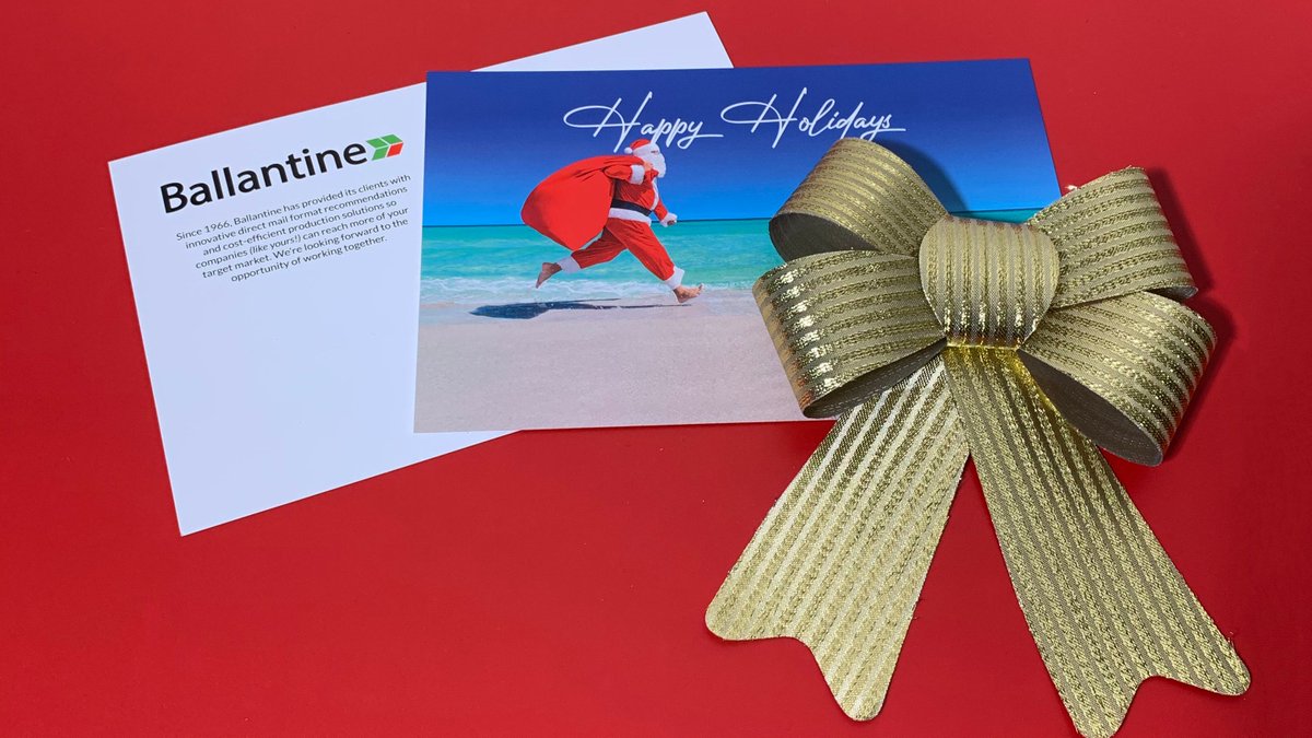 Season Greetings from the Ballantine team! For this year's holiday postcard, we used a grit UV finish to add texture to the sand! Makes you wish you were on a beach!