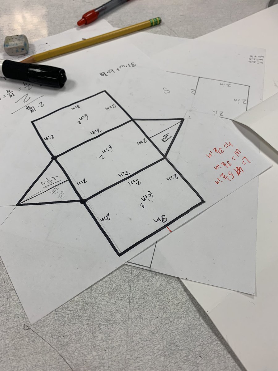 carrieysimpson's tweet photo. Learning how to create a net of a 3D figure to find surface area and volume and relating the use of formulas to equations and order of operations! #mathcanbefun #ramsinittowinit @AndersonFive @RAMiddle_RAMS https://t.co/JgyU1UbvaQ