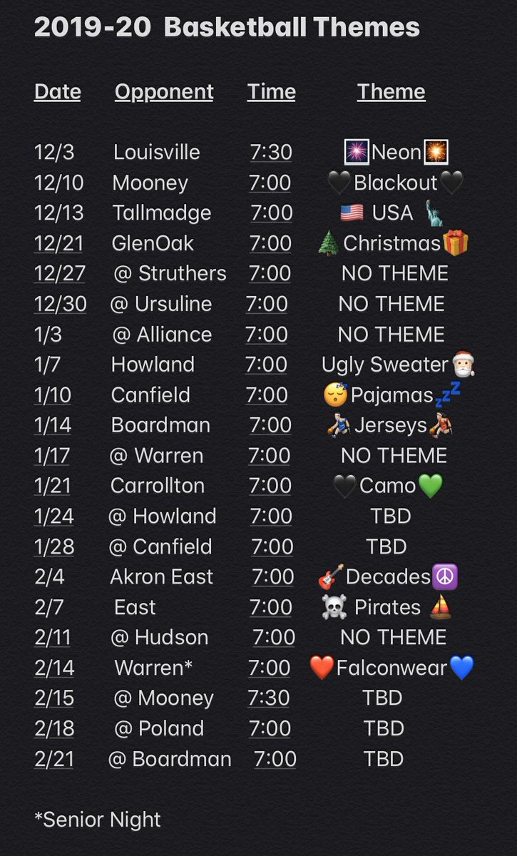 Twitter 上的Fitch Spirit Club："Here are the updated Student Section themes  for the rest of basketball season!!! DM us or let an officer know of any  interest/ideas you might have for away