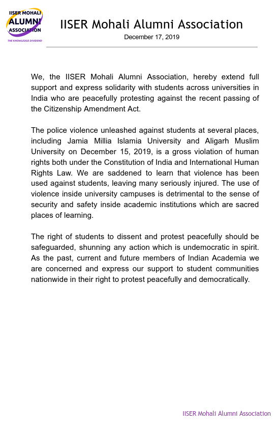 Statement of Solidarity.