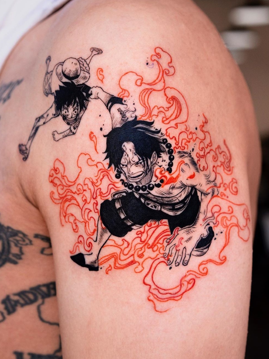 Ramon Woojin Choi Monkey D Luffy Portgas D Ace One Piece Tattoo Ink Art T Co Cmoguaolkk Twitter