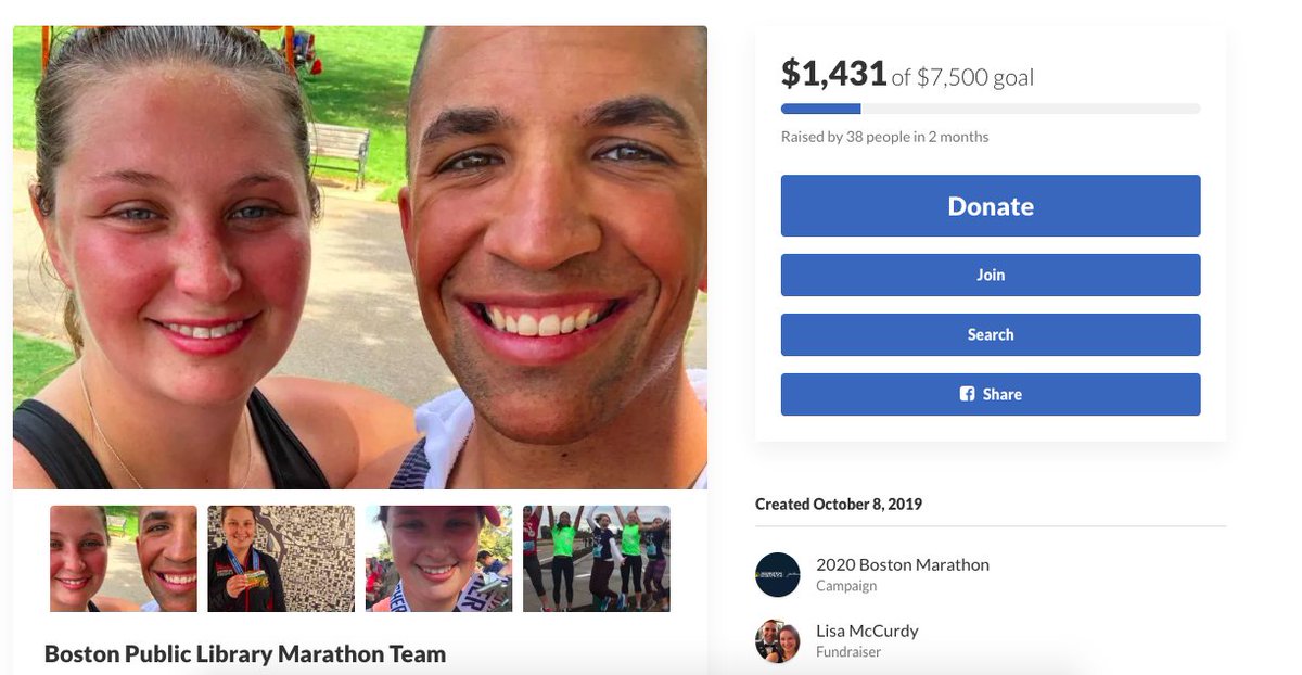 Thank you SO much to everyone who has already donated and/or shared my Boston Marathon fundraiser for the Boston Public Library! I would love to reach $1,500 raised before the end of this week — less than $70 to go!!!!

#BostonMarathon #TeamBPL 

Donate: charity.gofundme.com/o/en/campaign/…