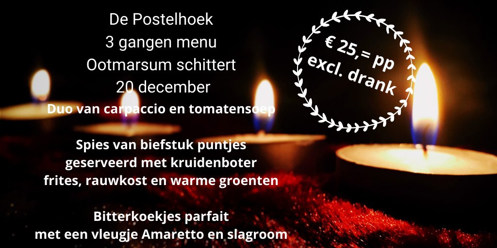 Komt u ook genieten van ons prachtige 3-gangen diner tijdens "Ootmarsum schittert"?