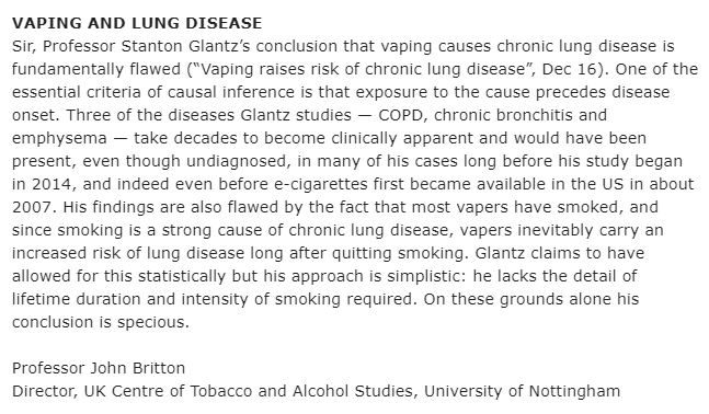 No they don't, not based on this study. See published Letter to the @thetimes (cut and pasted below due to paywall) from @UKCTAS Director, @SPECTRUMRes colleague and respiratory physician Prof John Britton