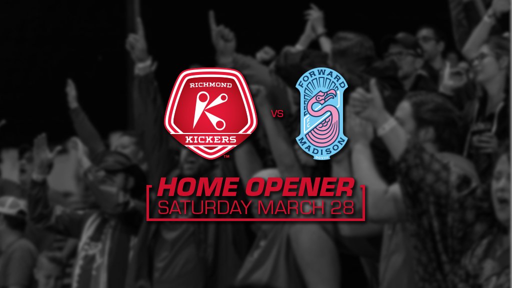 March 28.
28th season.

Kickers vs <a href="/ForwardMSNFC/">Forward Madison FC</a> 

Details: bit.ly/2PwOugL 

#RVAisRed