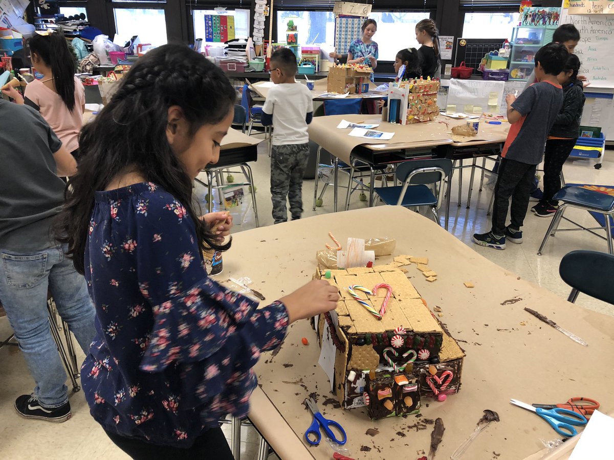 D45Schafer's tweet photo. Our 2nd graders are busy creating a gingerbread town of Villa Park! Can you find Portillos, Schafer School, Target, and Safari Land? @D45Schools #gingerbreadtown https://t.co/chmCbRZ2O0