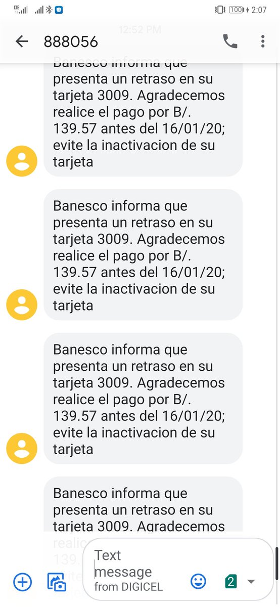 manuelant's tweet photo. @BanescoPanama arreglen su sistema y dejen de enviarme mensajes cobrando una factura que acaba de salir hoy. 4 mensajes me han enviado hoy. https://t.co/ga3W7rsqEl