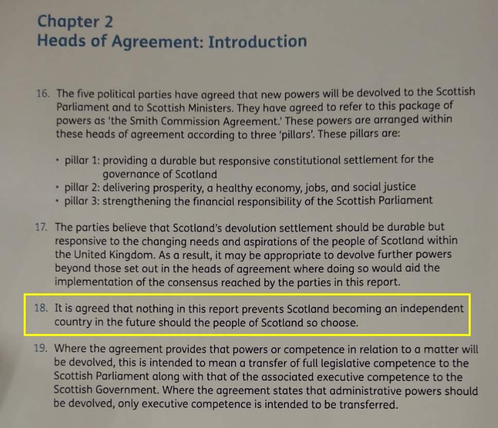 The Tories last argument against #indyref2 'once in a generation' .
Still waiting to see an agreement that backs that argument. On the contrary