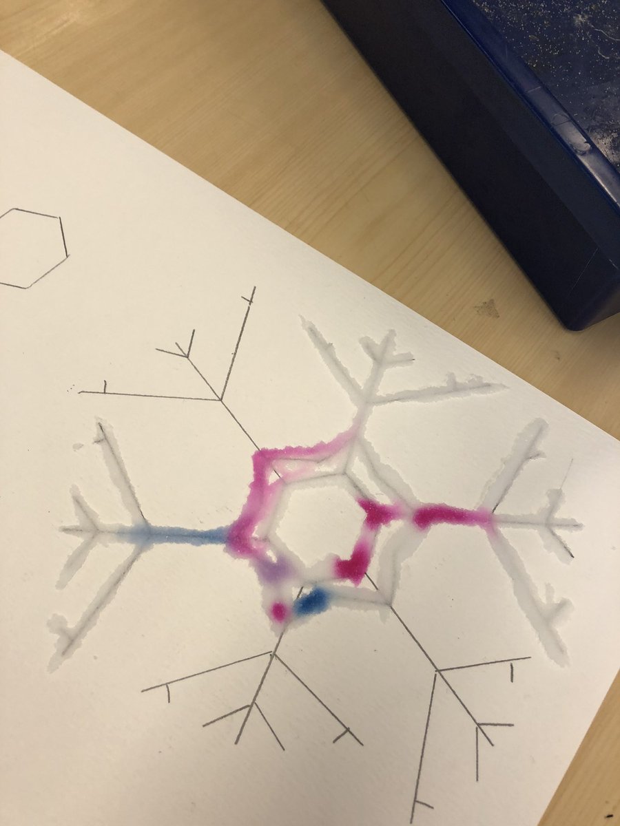bridgendprimary's tweet photo. P5/6/7 we’re learning about snowflakes today and we then made our own watercolour ones. Fun fact, every snowflake starts with a hexagon! #STEM #snowflakefun https://t.co/cZGhJ7Mbsj