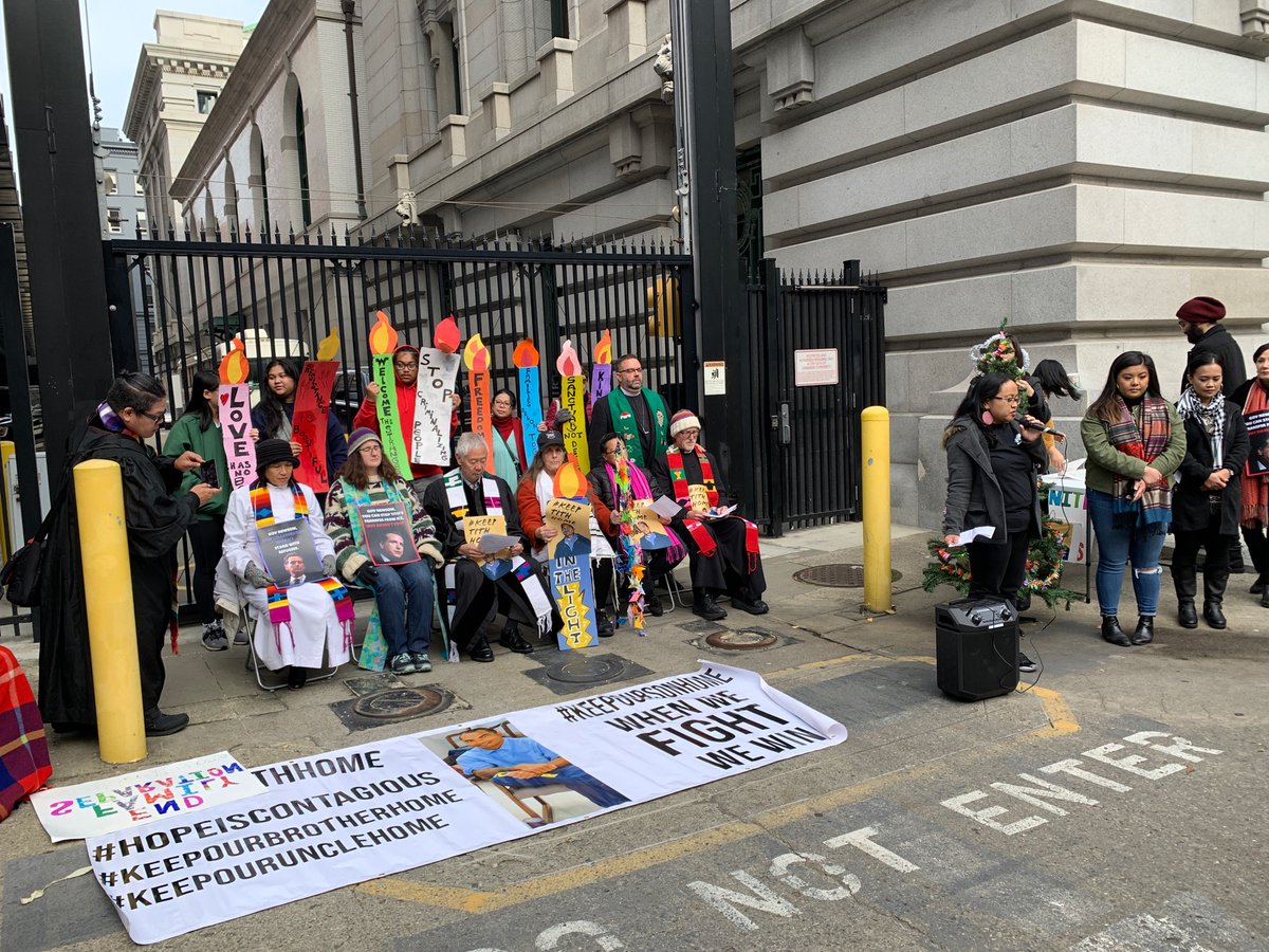 SFBayResistance's tweet photo. Faith leaders are blocking ICE from taking our community member Tith, and asking Governor Newsom to do the same by granting him clemency! #KeepTithHome https://t.co/P6kEILg32b