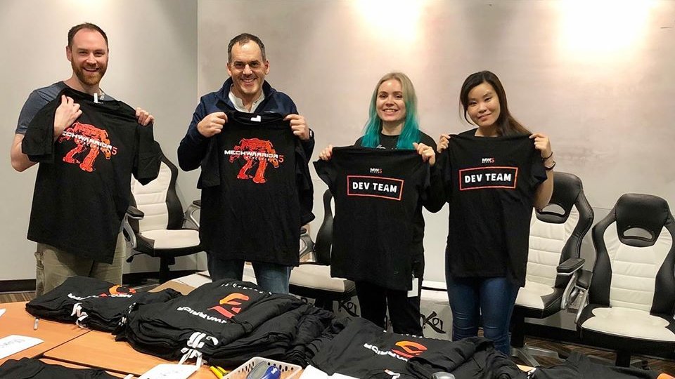 PiranhaGames's tweet photo. Tshirt day!!! ♥️

#mw5mercs #mechwarrior #devteam #videogames #mechwarriors #vancouvertech #bestjobintheworld https://t.co/uF04xR8x02