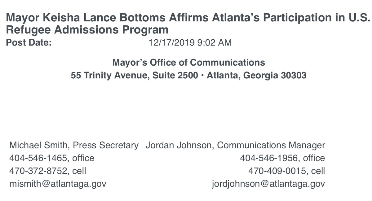 WelcomingATL's tweet photo. Today, Mayor @KeishaBottoms officially affirmed the @CityofAtlanta 's participation in the U.S. Refugee Admissions Programs (USRAP).
Refugees make our cities, communities, and neighborhoods great. We are One Atlanta!
#RefugeesWelcome #WelcomingCity #Atlanta #MayorOfAtlanta https://t.co/bEXq8UOFMM