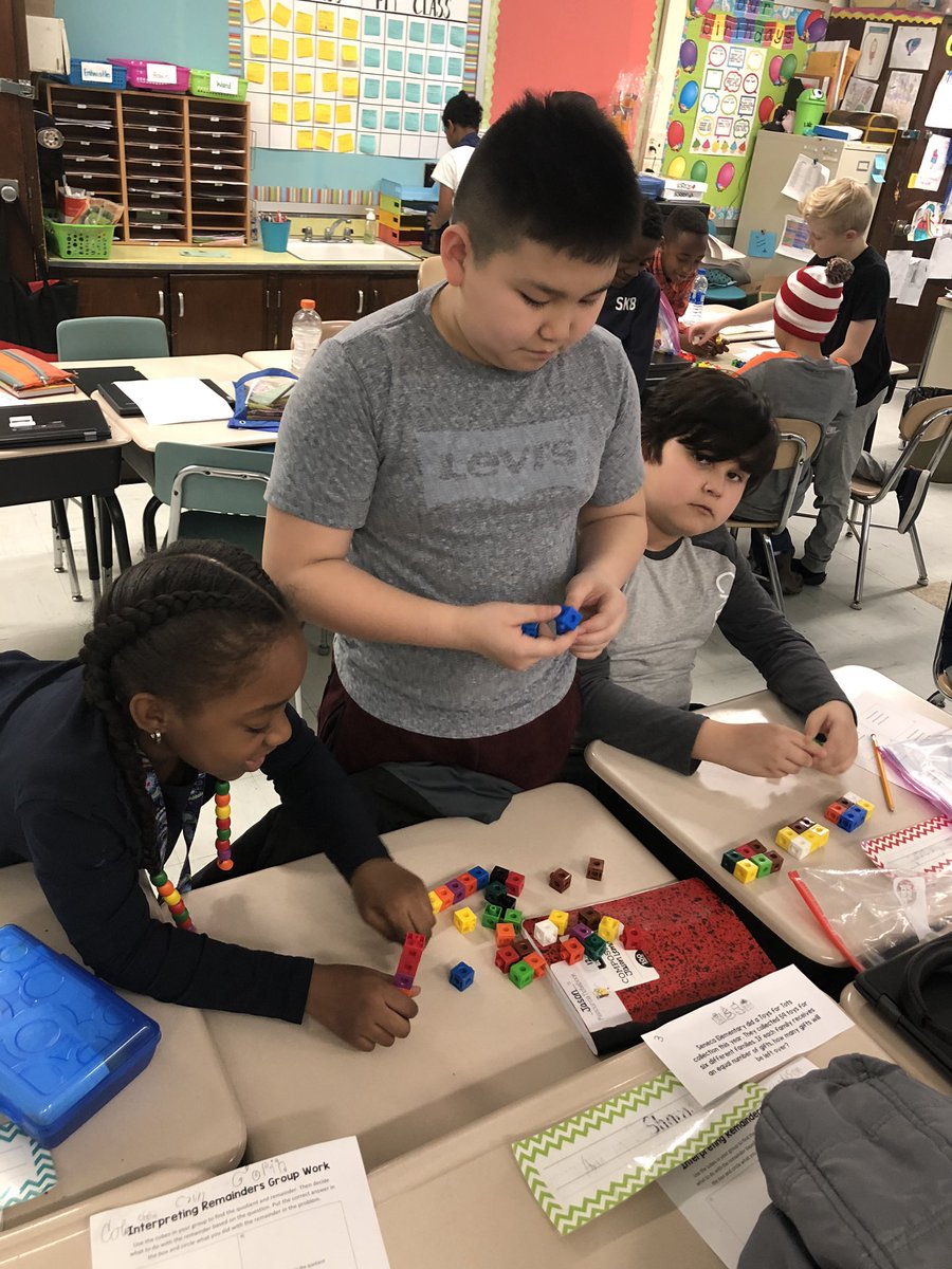 msentwistleBCPS's tweet photo. Back to work after the “snow” day and working collaboratively to interpret remainders!! 😎 @SenecaElem #mathtalk #reasoning https://t.co/GRnIzQfh3k