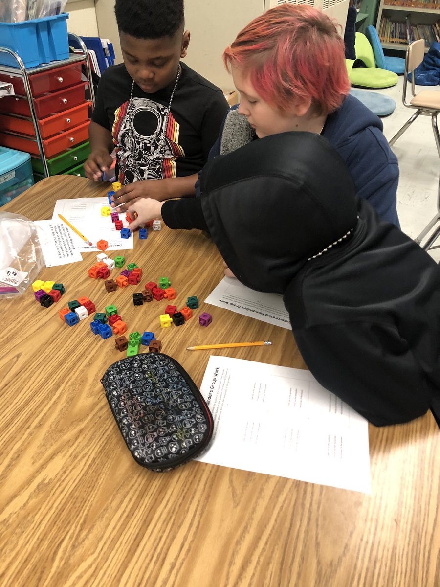 msentwistleBCPS's tweet photo. Back to work after the “snow” day and working collaboratively to interpret remainders!! 😎 @SenecaElem #mathtalk #reasoning https://t.co/GRnIzQfh3k