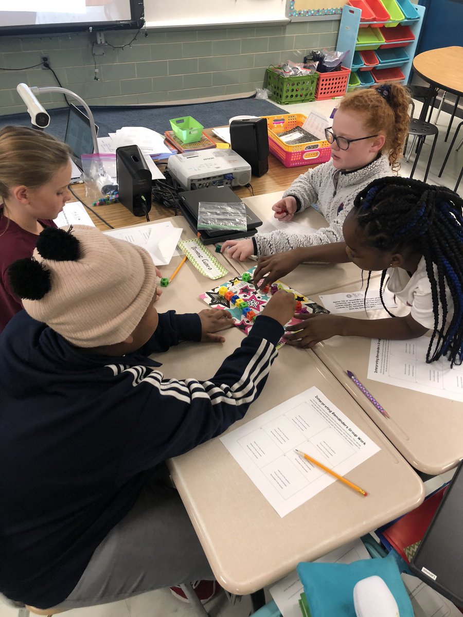 msentwistleBCPS's tweet photo. Back to work after the “snow” day and working collaboratively to interpret remainders!! 😎 @SenecaElem #mathtalk #reasoning https://t.co/GRnIzQfh3k