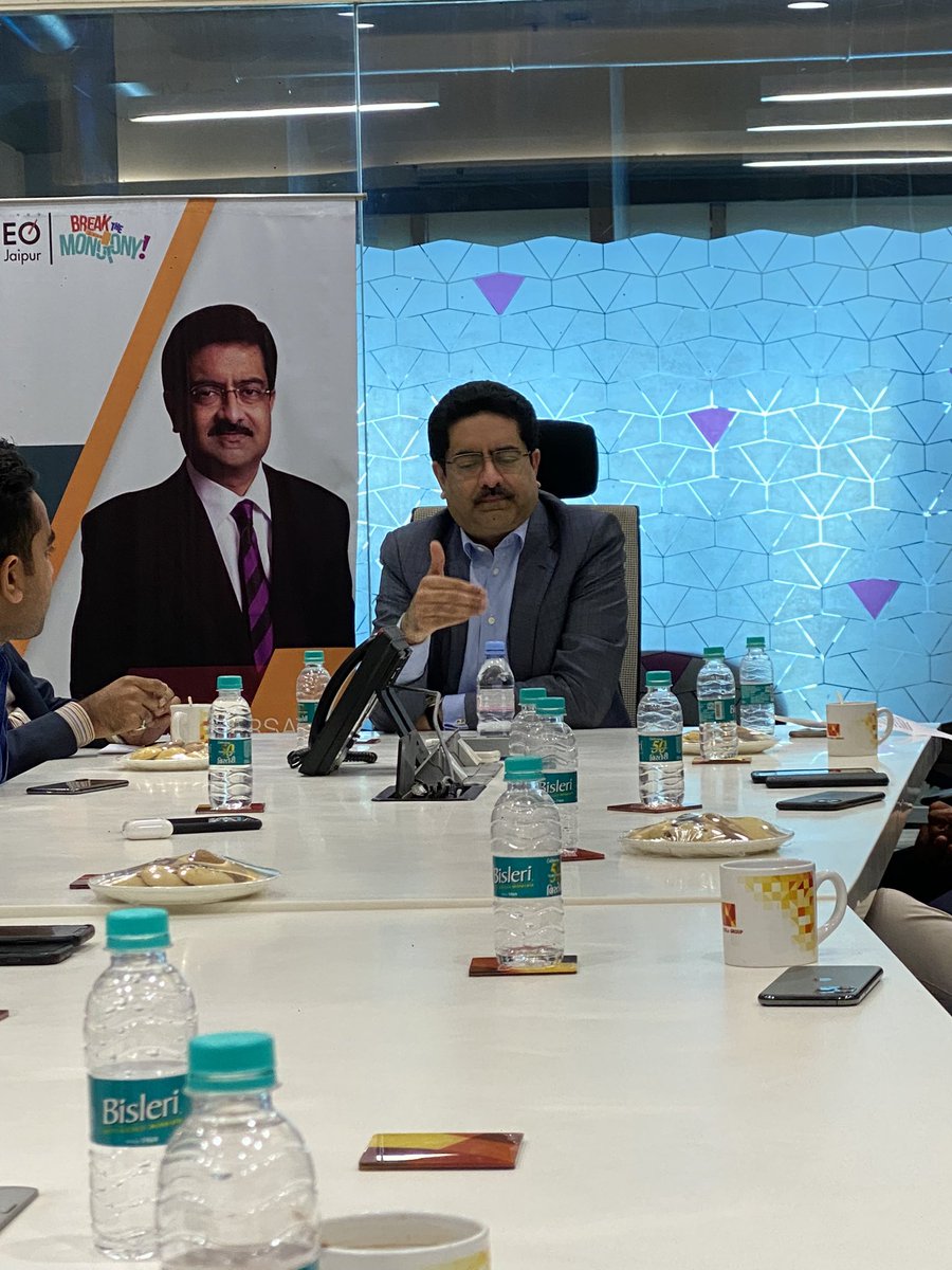 navmathur's tweet photo. Once in a life time experience to meet the one and only awesome super CEO - Kumar Manglam Birla in Mumbai Today! What a super human! Amazing Conversation. His views that I am in an amazing Industry, gets the confidence to sky high! #MotivatedAsHell. TY @eo_jaipur ❤️ #AdityaBirla https://t.co/qdXGcjKl3b