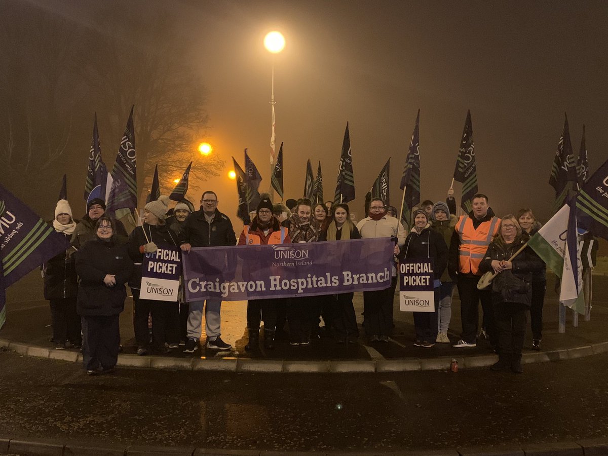 UNISON Craigavon member's 24hr STRIKE for #payparity and #safestaffing levels