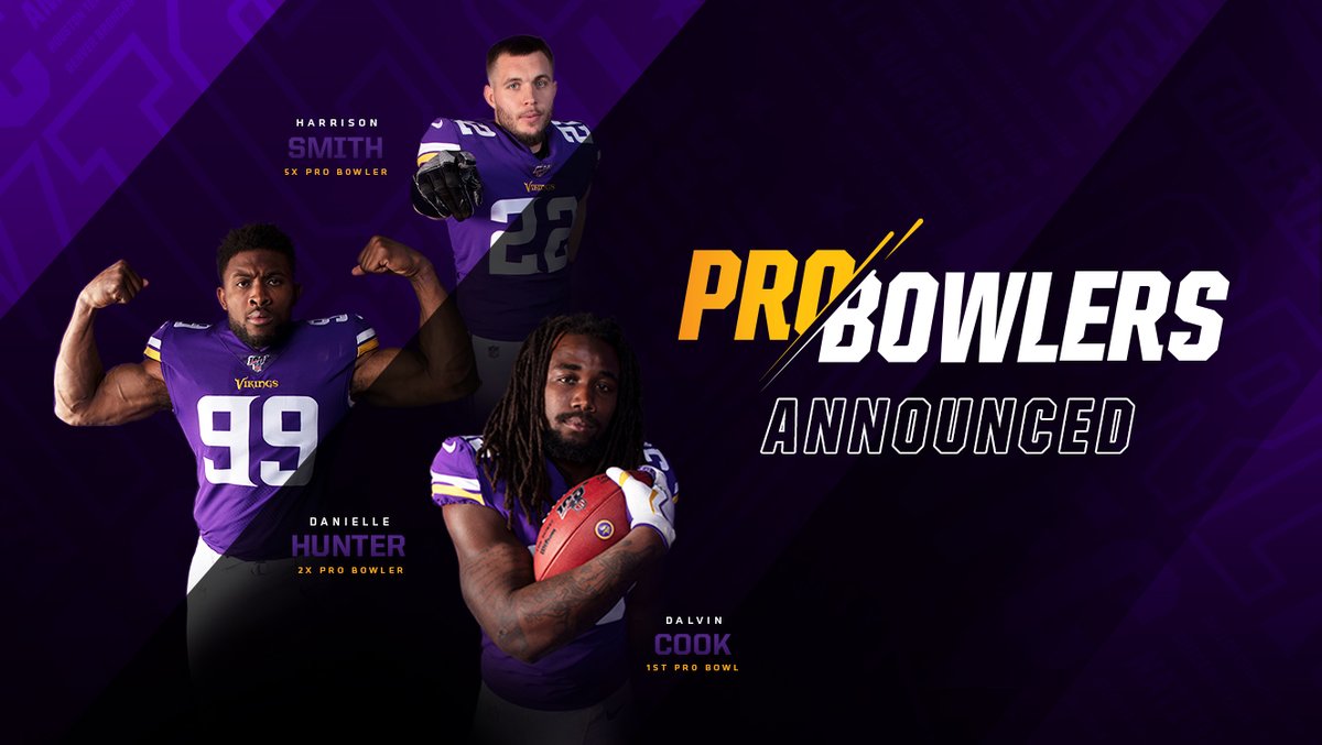 Vikings's tweet photo. They’re off to Orlando!

@HarriSmith22
@dalvincook
@DHunt94_TX

#ProBowl

📰: https://t.co/vmUu2FoAok https://t.co/cIWP2xMYY1