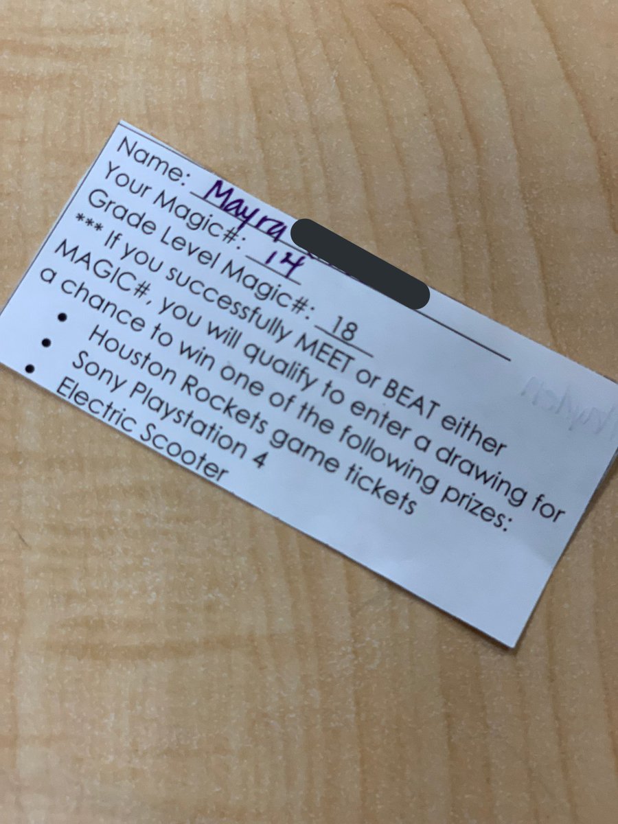 AngelWilson36's tweet photo. I love these tickets with individual student Magic Number goals on them! This is how we tackle Domain 2. Thank you @TashaMackMgt for doing this. Check out the cool prizes they have the chance to win 🎫 #TMC🏁 #SolidSixth https://t.co/L3pPYlzIGQ