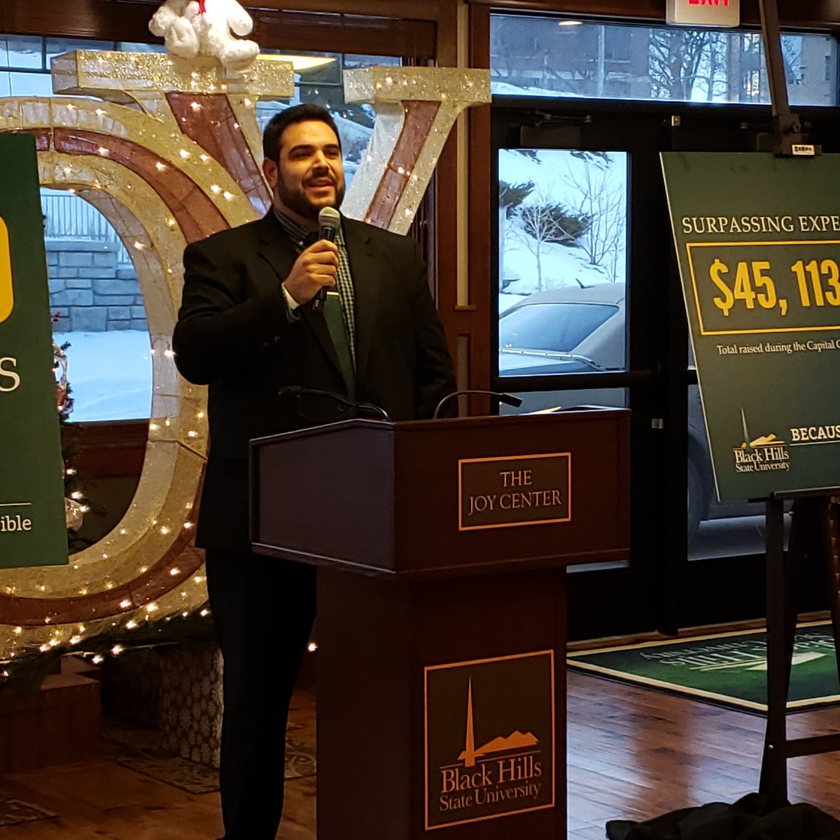BHSU Football (@bhsufb) on Twitter photo Head Coach Josh Breske speaking with the community at the Capital Campaign Celebration in which over $45 Million was fundraised for <a href="/BlackHillsState/">Black Hills State</a>!
#SwarmUp #creatingchampions Head Coach Josh Breske speaking with the community at the Capital Campaign Celebration in which over $45 Million was fundraised for <a href="/BlackHillsState/">Black Hills State</a>!
#SwarmUp #creatingchampions