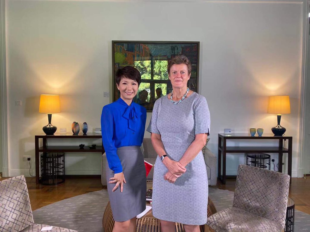 ash_rogers's tweet photo. Disappointed that CGTN has decided not to broadcast Liu Xin’s interview with HMA for ‘technical reasons’. It was an engaging discussion on 🇬🇧🇨🇳 relations &amp; viewers would have enjoyed it. This unfortunately highlights the challenges we face working with a tightly controlled media. https://t.co/MlqO1NDg3P
