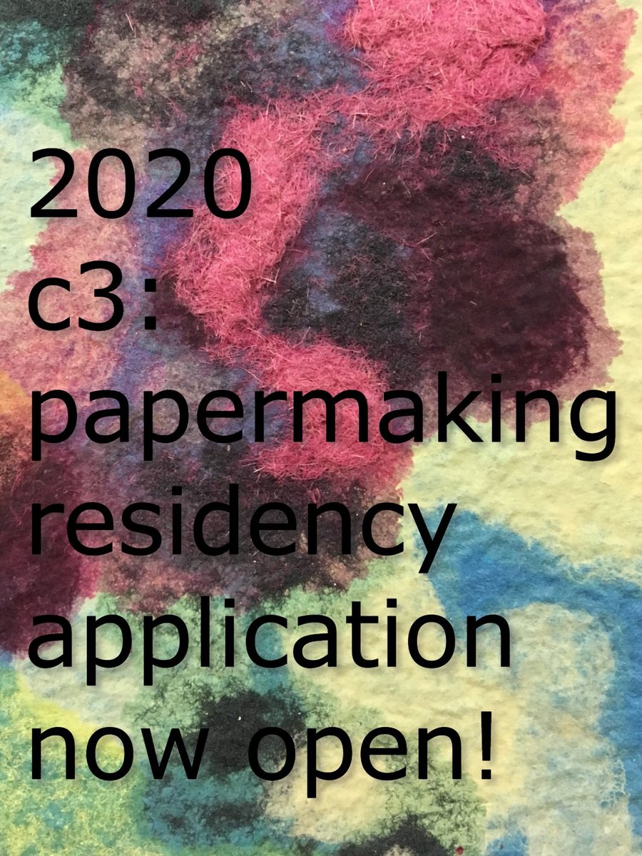 The 2020 c3:papermaking residency application is now OPEN! Get all the details to apply at c3initiative.org/c3-papermaking…
Deadline is Jan 31, 2020.