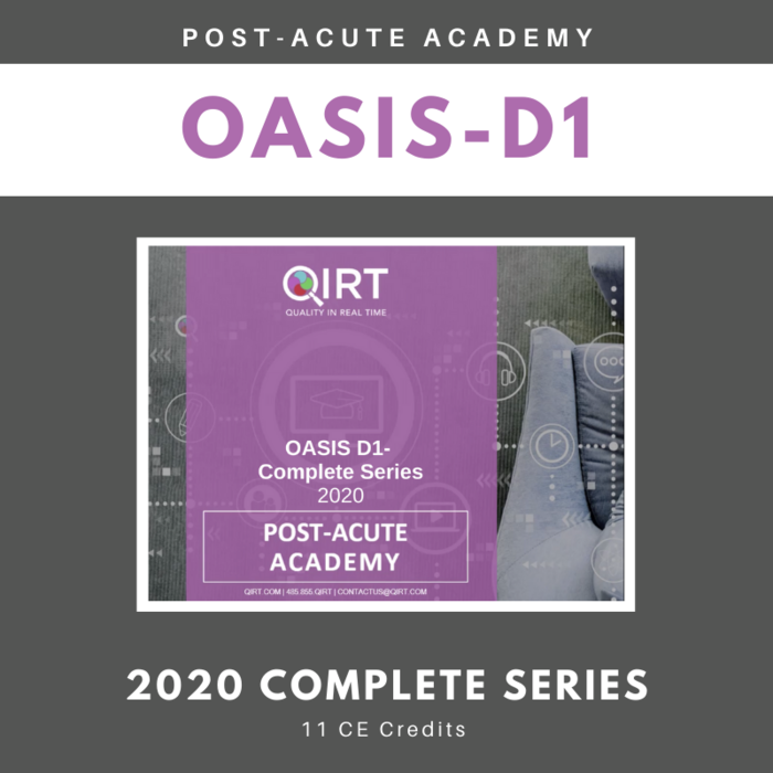 QIRTClinical's tweet photo. OASIS D1- Complete Series 2020 available in the Post-Acute Academy now!
The OASIS-D1 Complete Series educates experienced coders & clinicians looking to become certified in OASIS-D1, & is approved for 11 BMSC CEU's
Purchase today! https://t.co/ccev6O02uZ
#OASIS #QIRT #coding https://t.co/Yixfu1uGc4