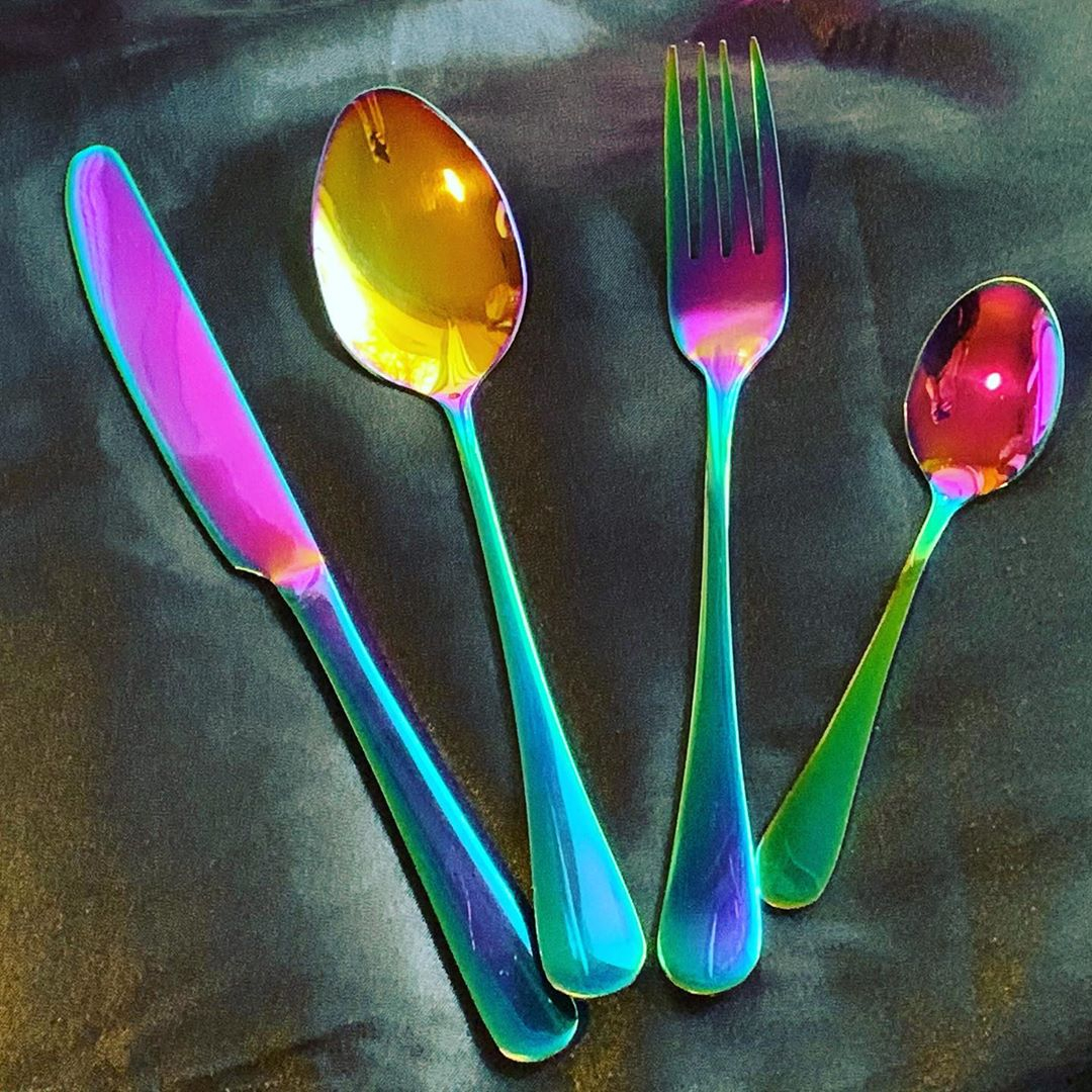 Tragic_B's tweet photo. @tiffogrin showing off our gorgeous rainbow cutlery 😍

https://t.co/rwTKRXC0H3 https://t.co/ybWuHGBfiI