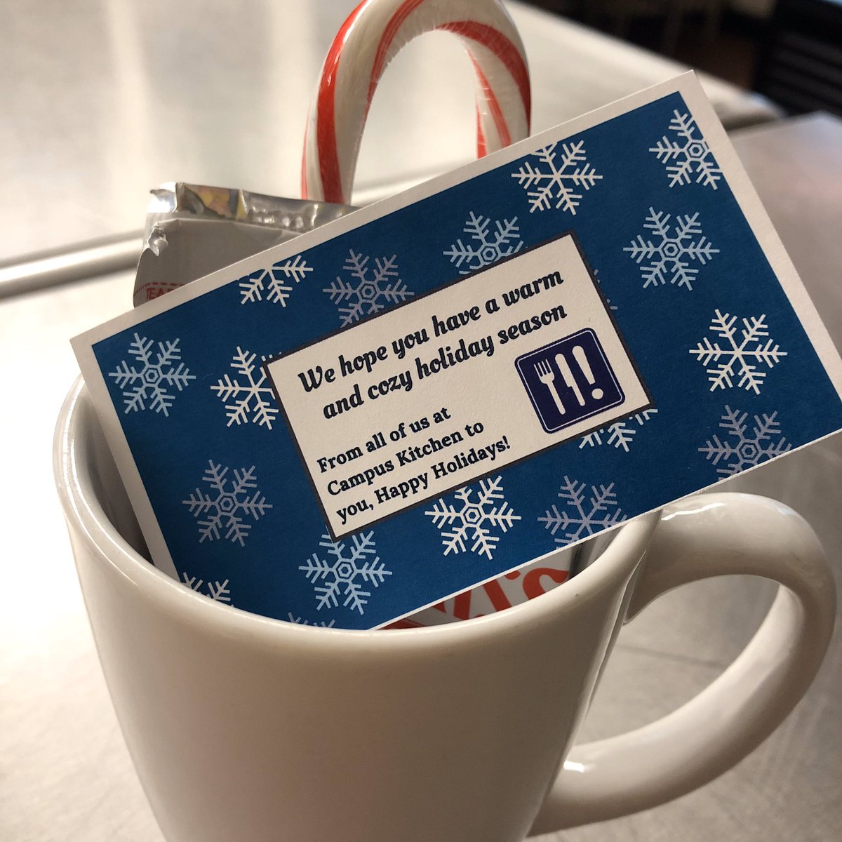 NUCampusKitchen's tweet photo. Winter break is officially here! Happy holidays from our kitchen to yours 💙 https://t.co/ULLvzcvF2E