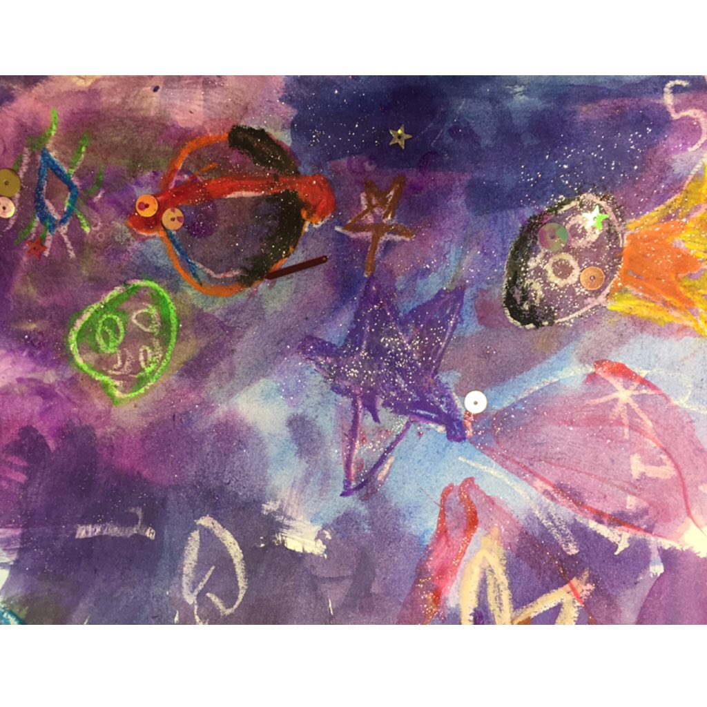 Some snippets of our finished #firstgrade #galaxies! #scienceandart #integration