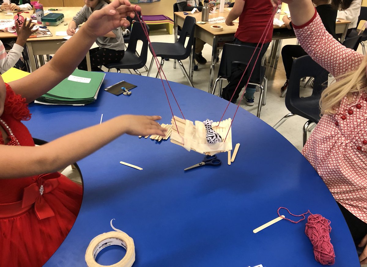 mmecrow's tweet photo. STEM challenge time! Show what you know from our science units! 2e: move your animal with a simple machine/3e: build a tower with only one piece of paper and scissors! #perseverance #STEM #useyourknowledge @louisearbourfi https://t.co/Sf33LO1j9m
