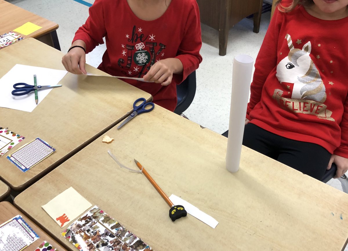mmecrow's tweet photo. STEM challenge time! Show what you know from our science units! 2e: move your animal with a simple machine/3e: build a tower with only one piece of paper and scissors! #perseverance #STEM #useyourknowledge @louisearbourfi https://t.co/Sf33LO1j9m