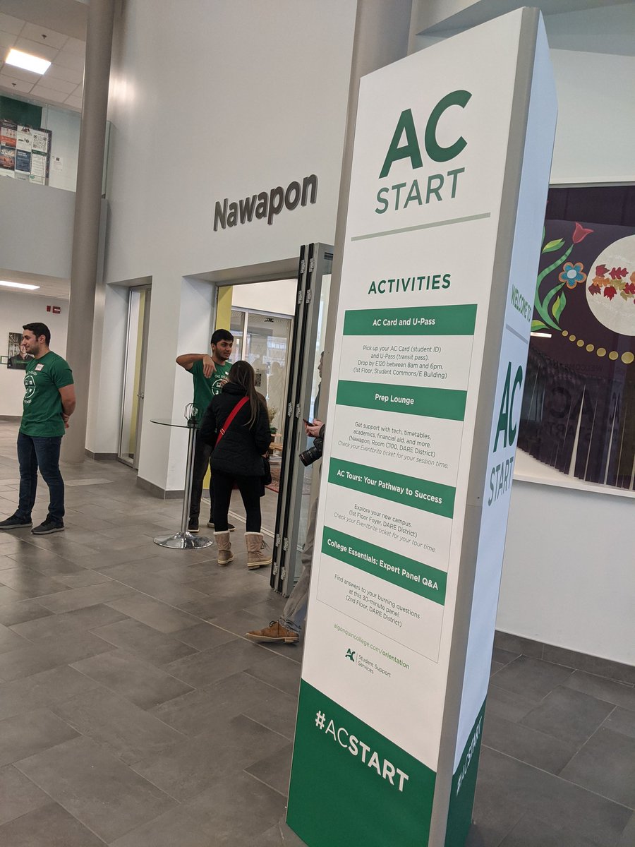 AlgonquinSS's tweet photo. Welcome to #ACStart! The Prep Lounge in Nawapon is your one-stop-shop for support with registration, financial aid, tech, AC Card/U-Pass and more!
Questions? Ask one of our volunteers or join us for the College Essentials: Expert Panel Q&A at 4pm (2nd Floor, DARE District). https://t.co/x5IKYKtm0w