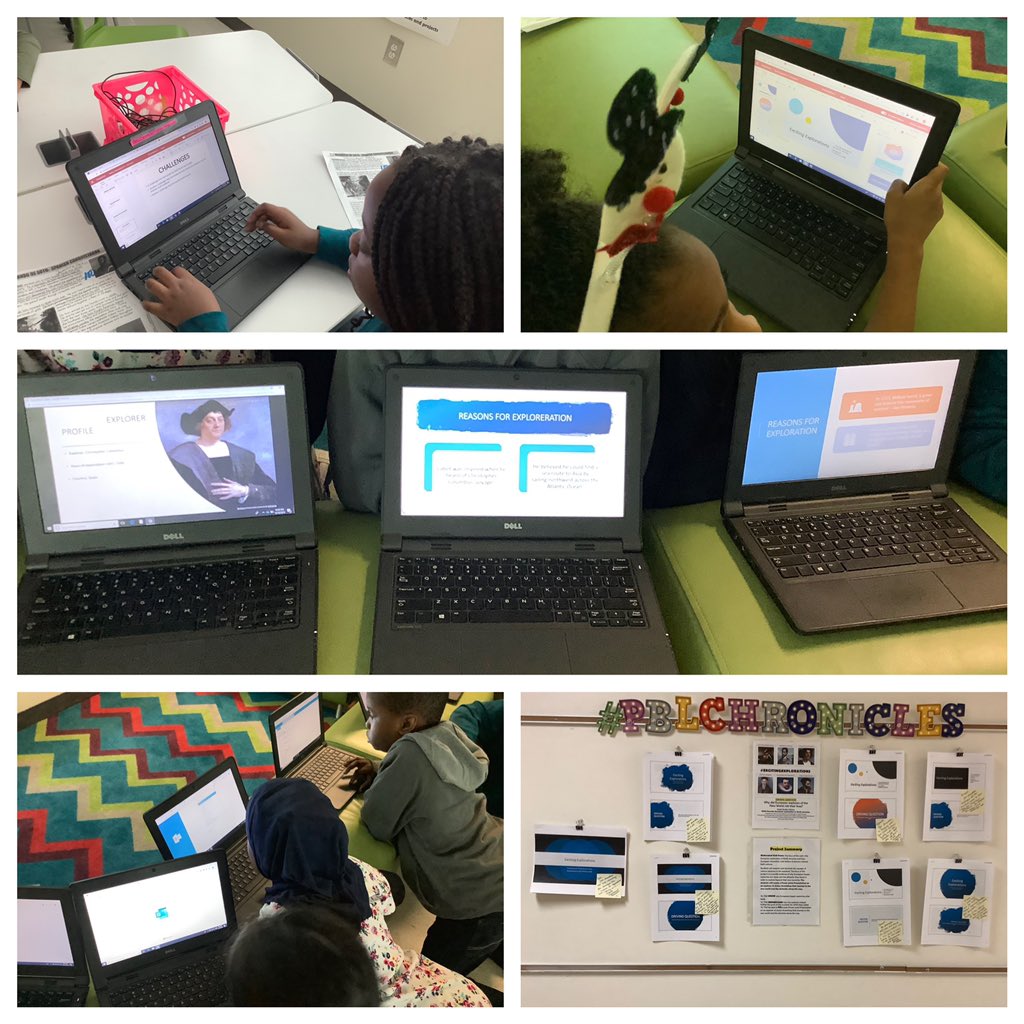 TeachSingleton's tweet photo. #PBLChronicles These 3rd graders were adamant about finishing their products. After a couple of quick tutorials w/@MicrosoftEDU PowerPoint these eager beavers were well on their way! Even emailed them to me and their homeroom teacher! @Office365 #DisplayReady #OakleyTigersSoar https://t.co/qtO7qhw6Ru