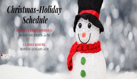 Friendly reminder of the early dismissal on Friday 12/20/19 for our Christmas holidays.