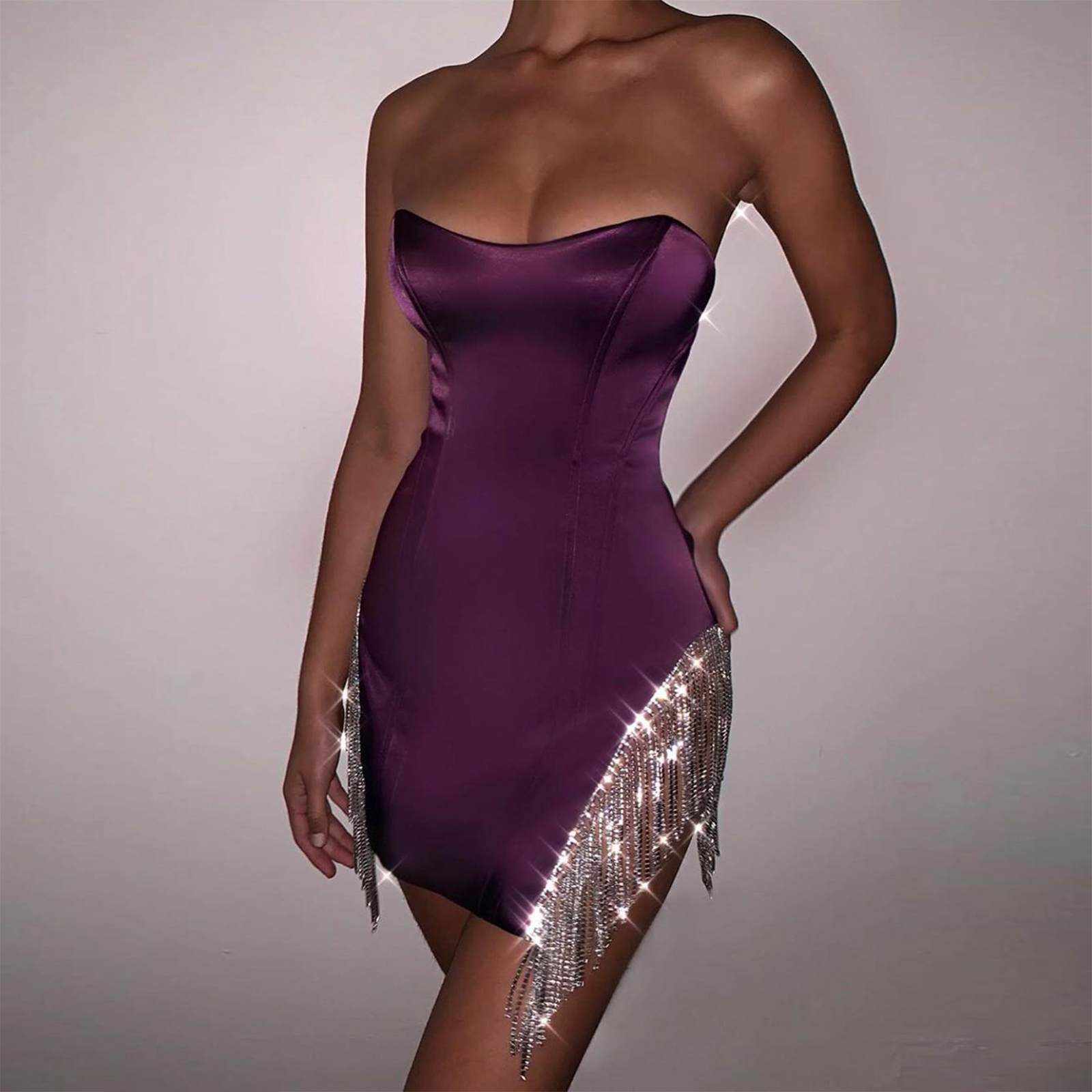 oh polly purple satin dress