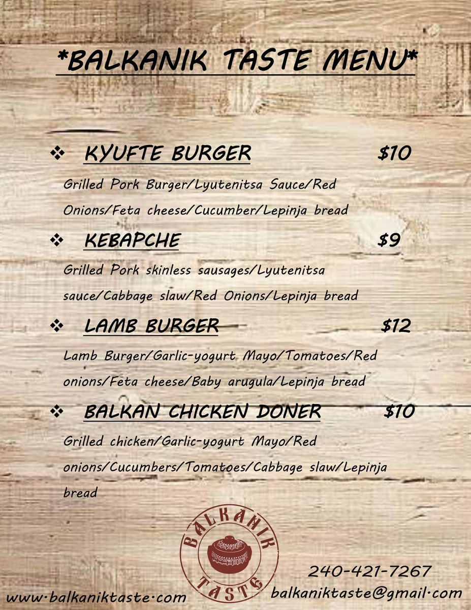 curbsidekitchn's tweet photo. Catch @balkaniktaste tomorrow for Lunch at 15400 Calhoun Dr, Rockville

Deliciousness brought to you by @curbsidekitchn

See you #onthecurb
https://t.co/XRK2qXw8IM https://t.co/4LpgGyk6Cw