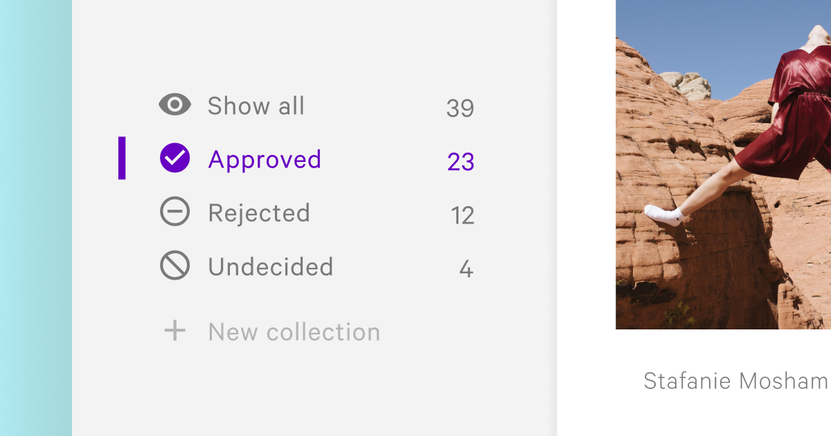 Did you know Rejected and Approved visuals are automatically grouped into Collections?

Give it a go 👉 picter.com 

#creatives #productivity #photographers