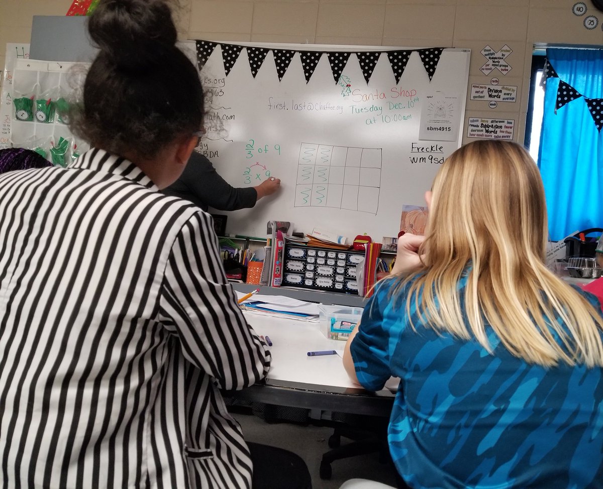 chaffeeelem's tweet photo. Our Chaffee students work through the Number and Operations - Fractions domain by  mutiplying fractions and linking these to the area of rectangles #ChaffeeInstruction #ChaffeeMath #IntentionalTeaching @HSVk12 https://t.co/XO2lYhogS3