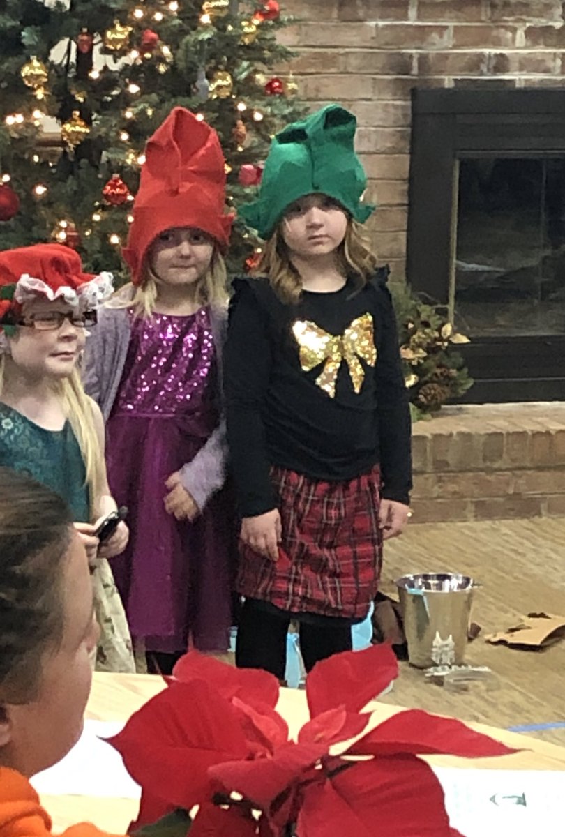 robpolca's tweet photo. Audrey Claire and the 4 yr. old Zebra class dominated their preschool holiday performance. Kudos to our wonderful teachers for channeling the collective talents of our kids, while managing to change from wings, to elf hats, and then birthday headbands. Those are some #angryelves https://t.co/pYWpB5kES0