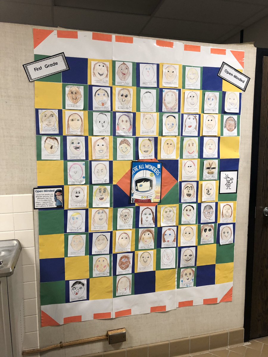 Nod_SunSCCSD's tweet photo. First Grade read “We’re All Wonders” by R.J. Palacio and discussed how we are all wonders and discussed our Learner Profile Open-Minded. https://t.co/BUYSyAGc2k