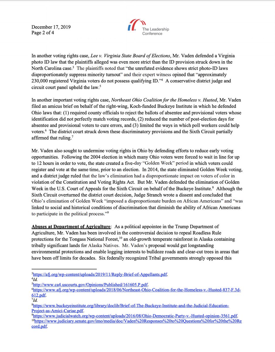 Page 2 of our letter of opposition to Court of International Trade nominee Stephen Vaden.
