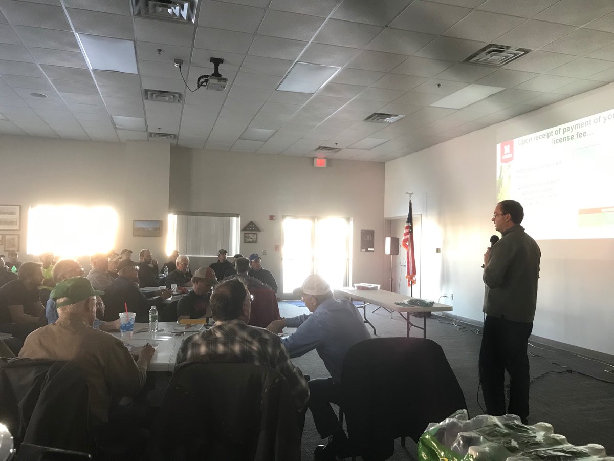 Low quality photo high quality training today in Wayne, Confronting Crop Challenges will be in West Point tomorrow at the Nielsen Center from 1 to 4! Come get your pesticide recertification! @ColfaxCountyExt @croptechcafe #nebext #ccc #pesticidetraining
